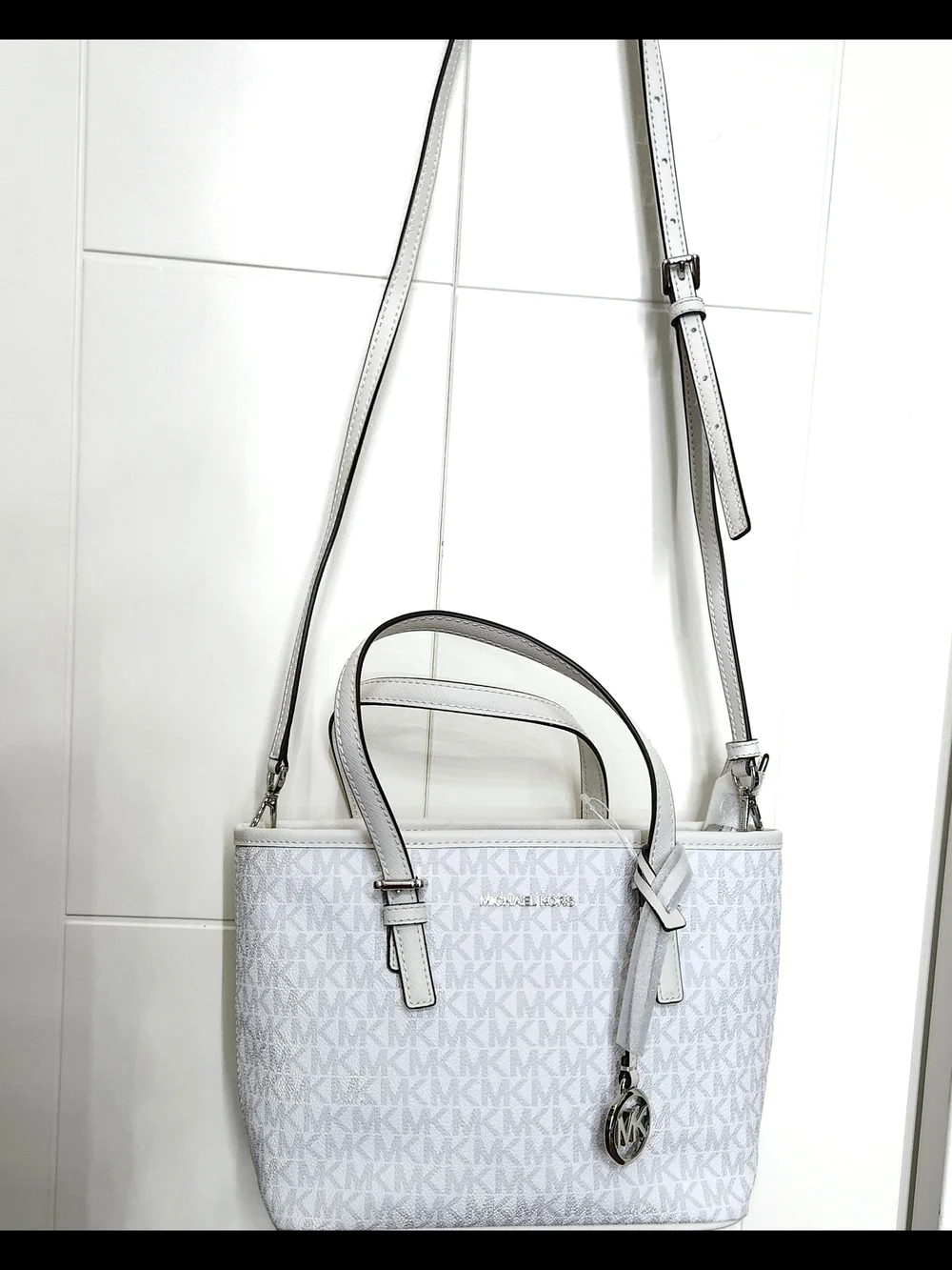 Michael Kors White XS Signature Logo Crossbody Tote Bag - Picture 4 of 7